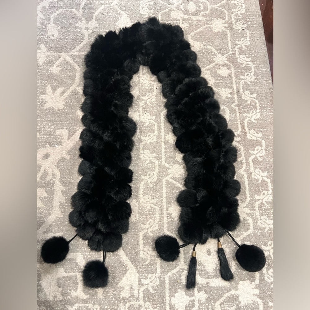 Vintage Black Fur Scarf